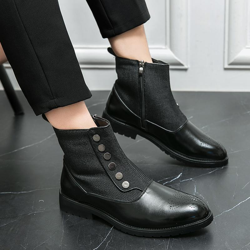 SAOLA Scarpe alte uomo tempo libero eleganti Oxford pompa rivetti tessuto giunzioni zip laterale