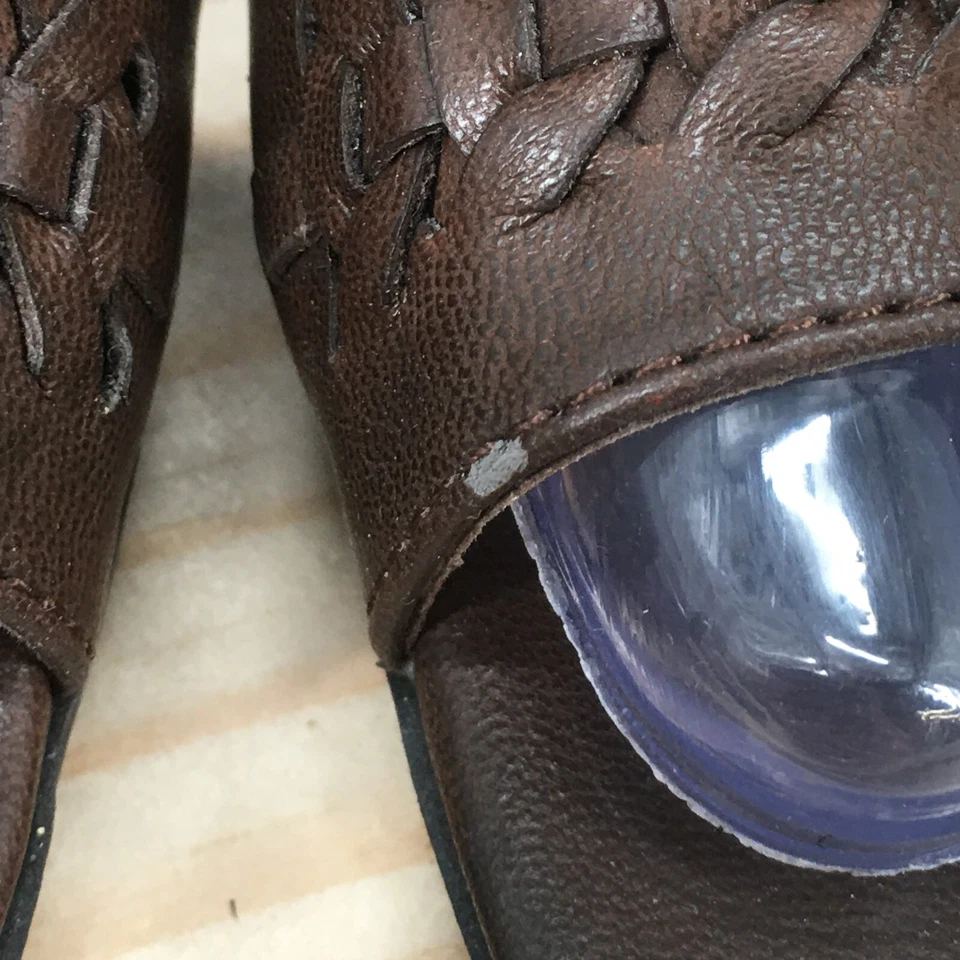 Sandalias Life Stride para mujer 9 M tacón bloque deslizables cuero sintético marrón Foto 3 de 4