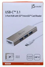 J5 Create USB-C 3.1 3-Port HUB with SD/microSD Card Reader