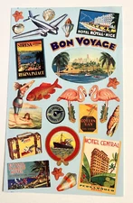 Vintage Travel Stickers: John Grossman The Gifted Line- Pan American! Bon Voyage