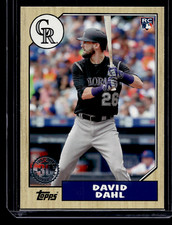 David Dahl Rookie 30th Anniversary Topps 2017 1987 Card 87-161 Rockies RC. rookie card picture