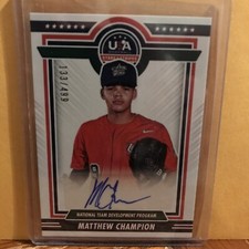 2022 USA stars & stripes Matthew Champion auto! /499! prospect rookie RC rare