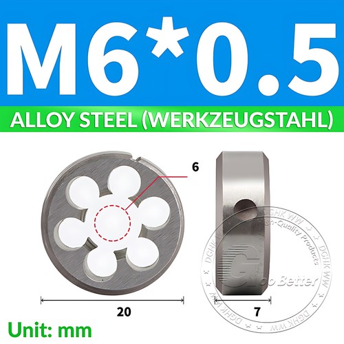 Fine Pitch Thread Cutting Die - Right Hand Round Threading Dies All Sizes M3-M20 - Picture 11 of 44