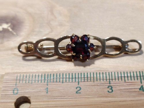 SPILLA VINTAGE ANNI 50 METALLO COLOR ORO E GRANATI BIGIOTTERIA ARTIGIANALE - Foto 2 di 6