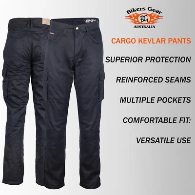 Australian Bikers Gear Mens Cargo Motorcycle Trousers Jeans lined with KEVLAR®