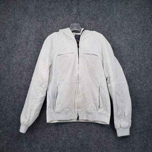 AX Armani Exchange Jacket Mens M Medium White Hoodie Bomber Full Zip Lined
