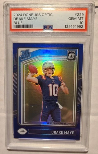 2024 Panini Optic #229 Drake Maye Blue /199 PSA 10 RC Color Match! Free Shipping