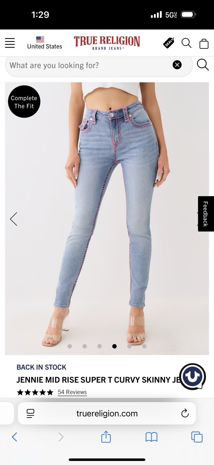 BNWT True Religion Jennie Curvy Mid-Rise Skinny Jeans  Women Sz 27 San Clemente  thumbnail 4