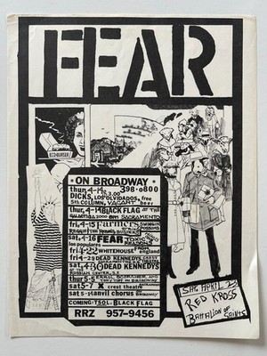 Fear Dead Kennedys Black Flag Whitehouse Dicks Flyer Punk Germs Screamers Poster