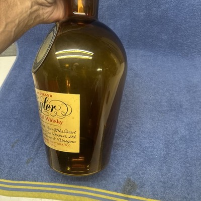 VINTAGE OLD SMUGGLER SCOTCH WHISKY GLASS DISPLAY BOTTLE 22” TALL