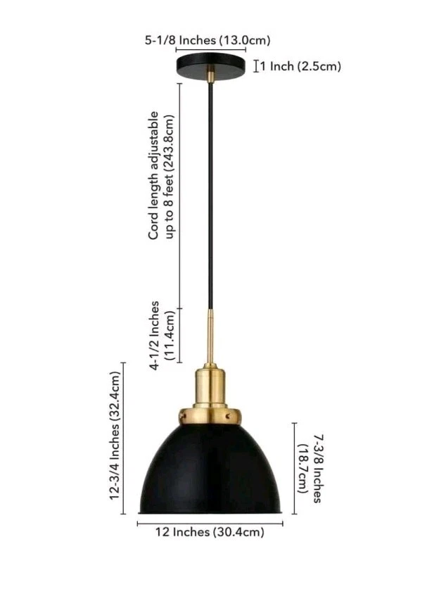 Meyer&Cross Madison 1 灯黑色青铜和黄铜吊坠带金属灯罩PD0736 — 第 3/4 张图片
