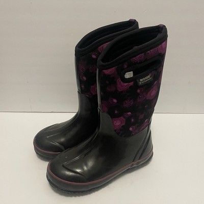 Bogs Classic Water Color Boots Youth Girls Purple Black Waterproof Snow Rain 2