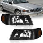 Pair Headlights + Corner Signal Lights For 1998-2011 Ford Crown Victoria Black