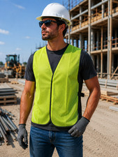 High Visibility Mesh Safety Vest Neon Green Universal Size Adjustable Work