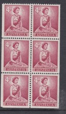 1959 THIRD QUEEN ELIZABETH II 4d FULL BOOKLET PANE 6 PRE-DECIMAL STAMPS MUH #P21