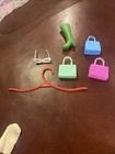 Lot Of Vintage Barbie Other Doll Boot Purses Glasses Hanger