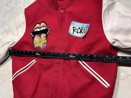 Roku Studio Stoned And Successful Varsity Jacket Red White Mouth Tongue Men’s S image 13