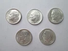 Lot of 5 U.S. 1964 Roosevelt Dimes 90% Silver - Lot of 5 Silver Coins