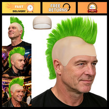 Lime Green Mohawk Wig for Men - Short Spiky Rocker Costume Hairpiece