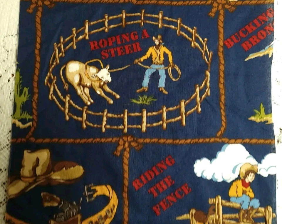Vintage "Barn Dandy" Rodeo Cowboy Theme # 5462 By Robert Kaufman on NAVY REMNANT - Image 2 of 4
