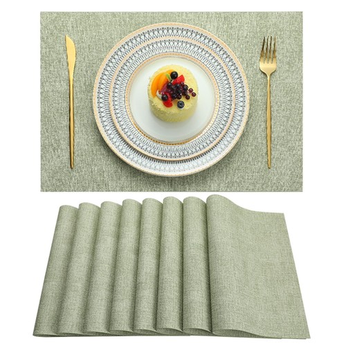 Placemats Set of 8 Washable Heat Resistant Place Mats PVC Woven Dining Table ...