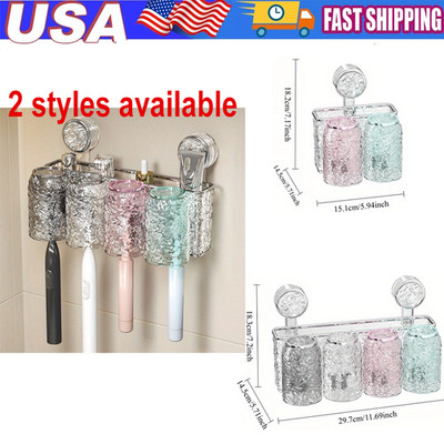 Multifunctional Wall Mount Toothbrush Holder With Cup Rack Organizer Brush Hang