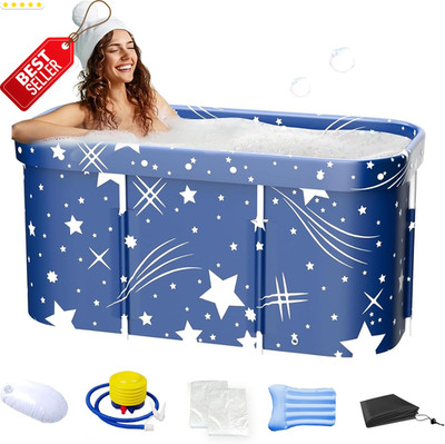Portable Foldable Bathtub 45x24x20in Adult Spa Soaking Ice Bath Tub Home US
