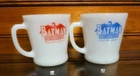 VTG 1966 Fire King Batman and Robin Milk Glass Mug Set 2 in Great Condition