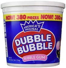 Dubble Bubble Original Bubble Gum Tub 380 Pieces Individually Wrapped 60.3 oz