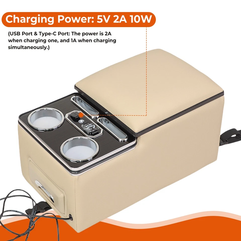 7-цветный обновленный органайзер для сиденья/скамьи грузовика с двойными подстаканниками/держателем для телефона - Изображение 4 из 4