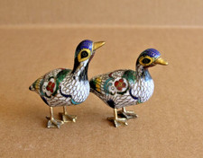 1 Paar Cloisonne Enten China Vintage St. ca. 8,5 x 7,5 x 3cm ~ 60g