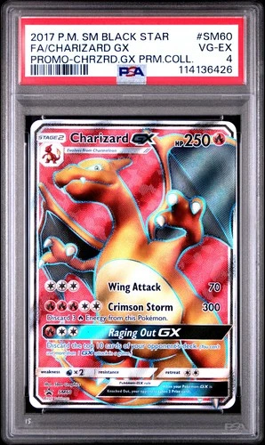 POKEMON BLACK STAR PROMO CHARIZARD GX SM60 FULL ART HOLO PSA 4 EX #114136426