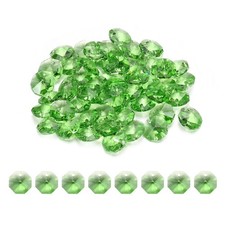 50Pcs 12mm 1 Hole K9 Crystal Octagon Glass Chandelier Beads, Fruit Green
