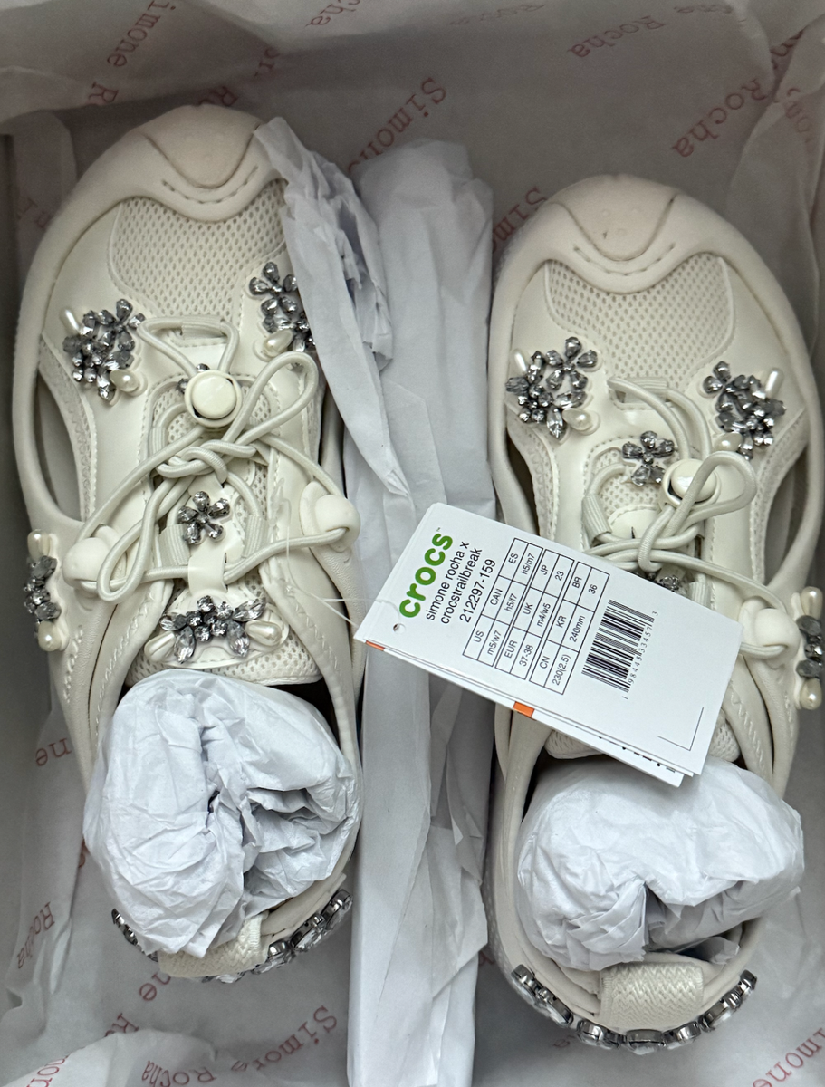 New! Simone Rocha x Crocs US W7 Trailbreak 2 Sneaker - White