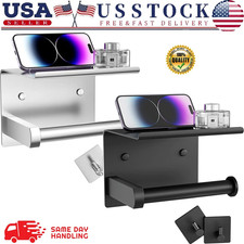 Toilet Paper Holder with Mobile Phone Storage ShelfHolders Wall Mounted Rack