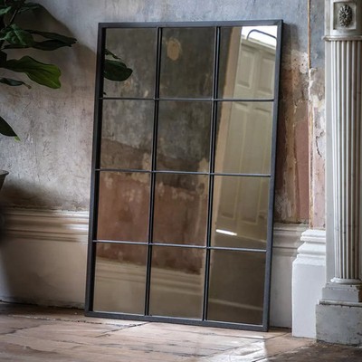 Galerie Chafford schwarz Fensterscheibenspiegel 80 x 110 cm Metallrahmen Wandspiegel