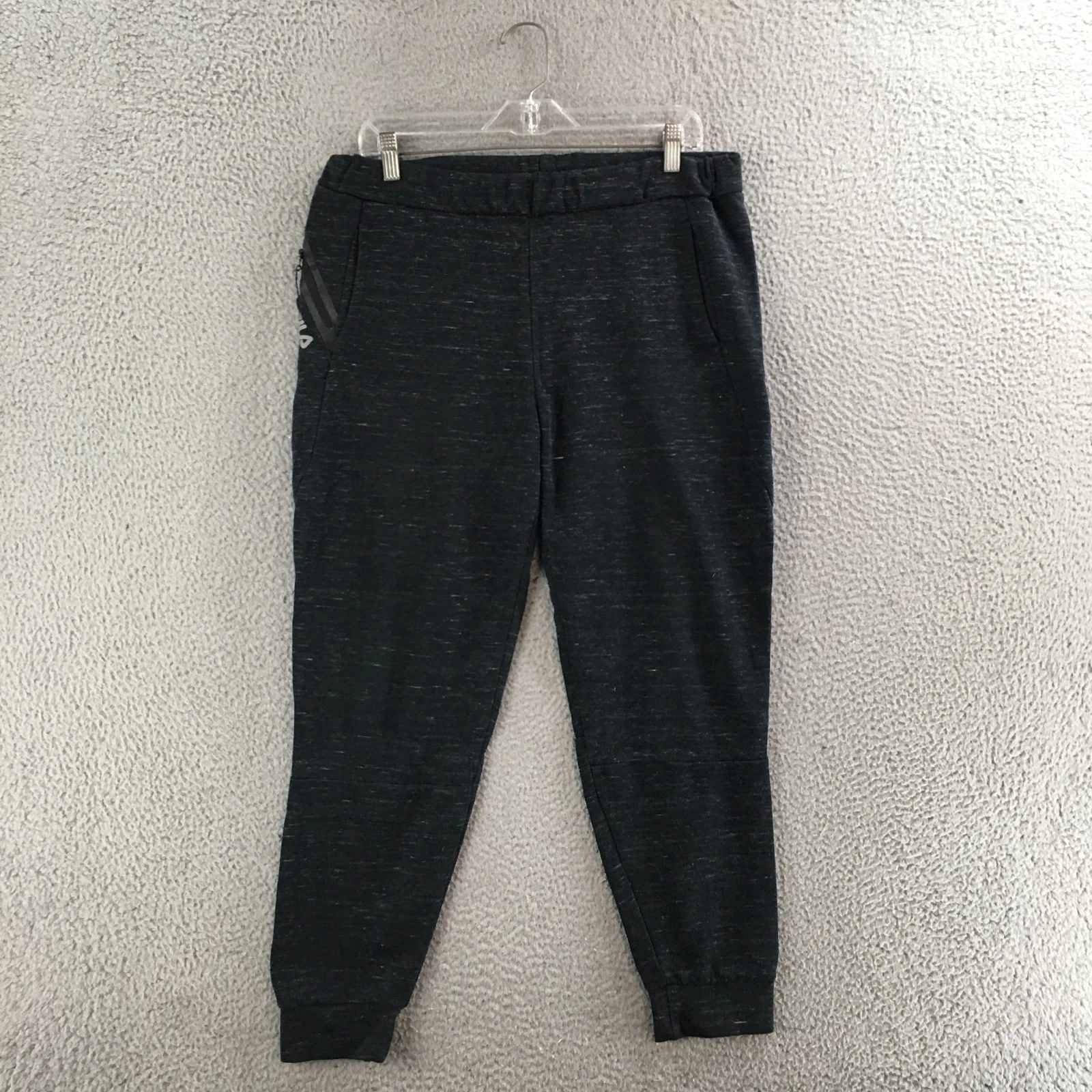 Fila Sport Jogger Pants Mens Medium Mid Rise Elastic Waist Pull On Stretch Black