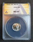 1939 10C Mercury Dime - MS 65