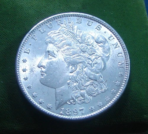 1897== Morgan Silver Dollar--.900 Silver---AU-Nice Coin