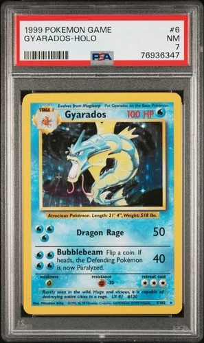 Pokémon Gyarados Holo Rare TCG Base Set 1999 6/102 PSA 7