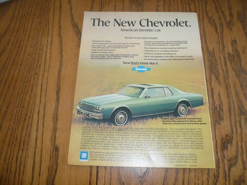 1978 Chevrolet Caprice Classic & Impala Sales Brochure - Vintage - Picture 8 of 8