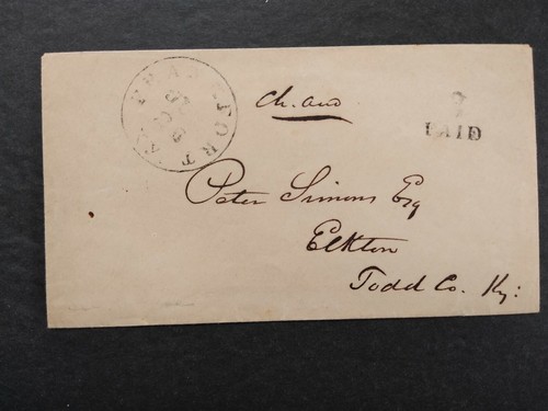Ky: Frankfort 1850s Stampless Green Patriotic Backflap CAMEO Advertising Cover - Picture 3 of 3