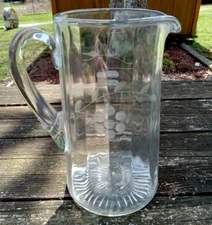 Depression Era Bartlett-Collins Optic Glass Water Pitcher with Grape Cuttings