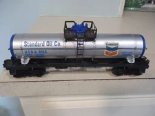 Lionel single dome tank RR car BLT 1-74 STANDARD OIL CO. CHEVRON O GA GAS CAR
