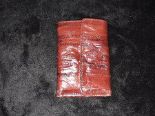 Vintage Burgundy Eel Skin Trifold Key Chain Coin Purse Pocket