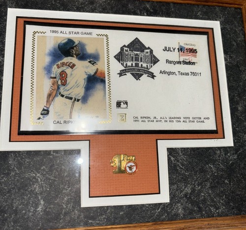 Sobre estampado Cal Ripken 1995 All Star Game enmarcado con prendedor de ventilador #1 Orioles - Imagen 2 de 3