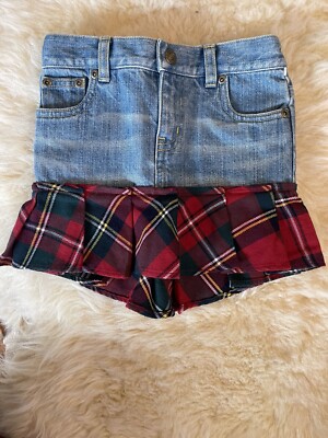 Girls Ralph Lauren Denim Flannel Skirt Size Nwot