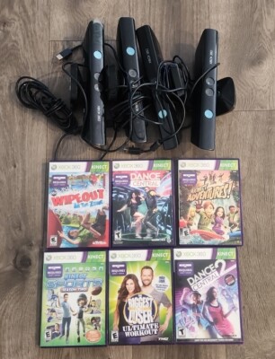 Microsoft Kinect Sensor Lot Of 4 for XBox 360 W 6 Games OEM Move Workout Dance
