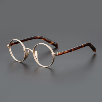 Titanium Spectacles Glasses Round Retro Women Men Acetate Eyeglass