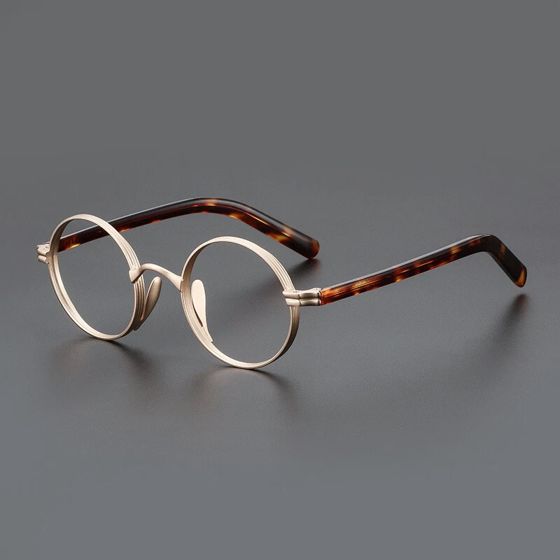 Titanium Spectacles Glasses Round Retro Women Men Acetate Eyeglass frames - Image 2 of 4